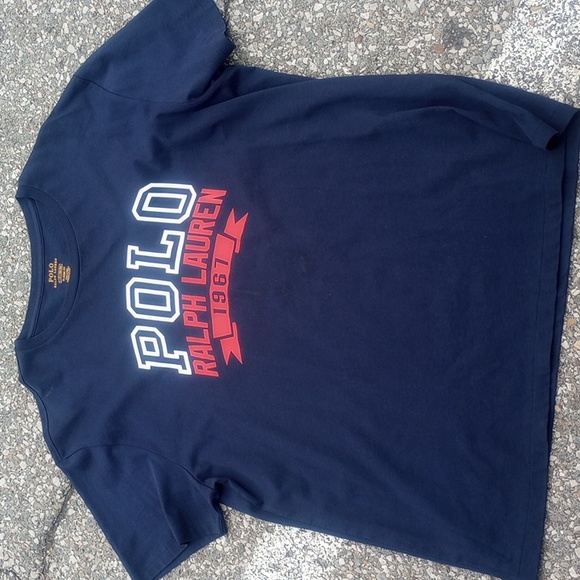 POLO Ralph Lauren 1967 Logo Navy T Shirt Size L Classic Fit EUC - Picture 1 of 4